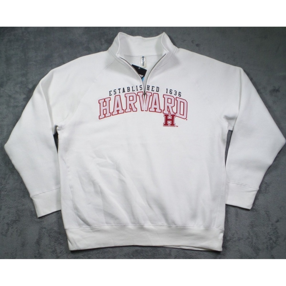 Harvard University Sweatshirt Mens Large White Ouray Fleece Heavy 1/4 Zip NWT